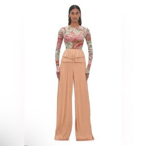 ANDREA IYAMAH Linea Toffee Pleated Peplum Pants Large NWT in Bag